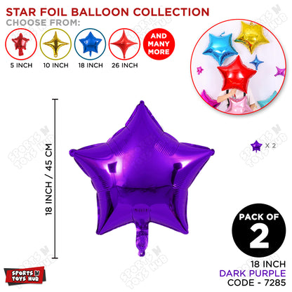 18 Inch - Star Shape Foil Balloon Collection - Pack Of 2