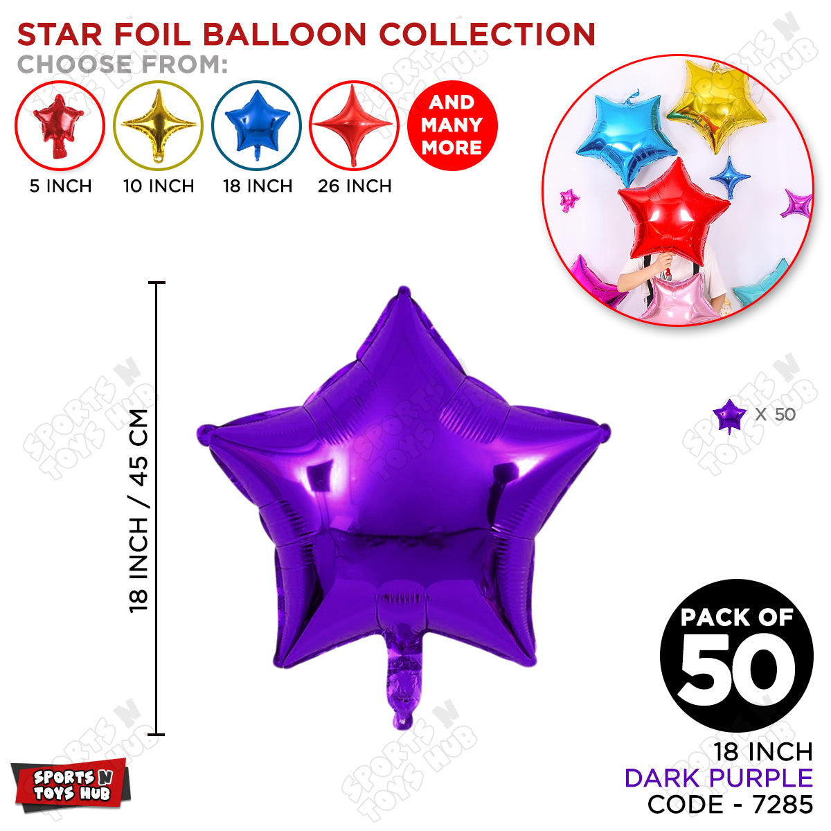 18 Inch - Dark Purple Star Foil Balloon