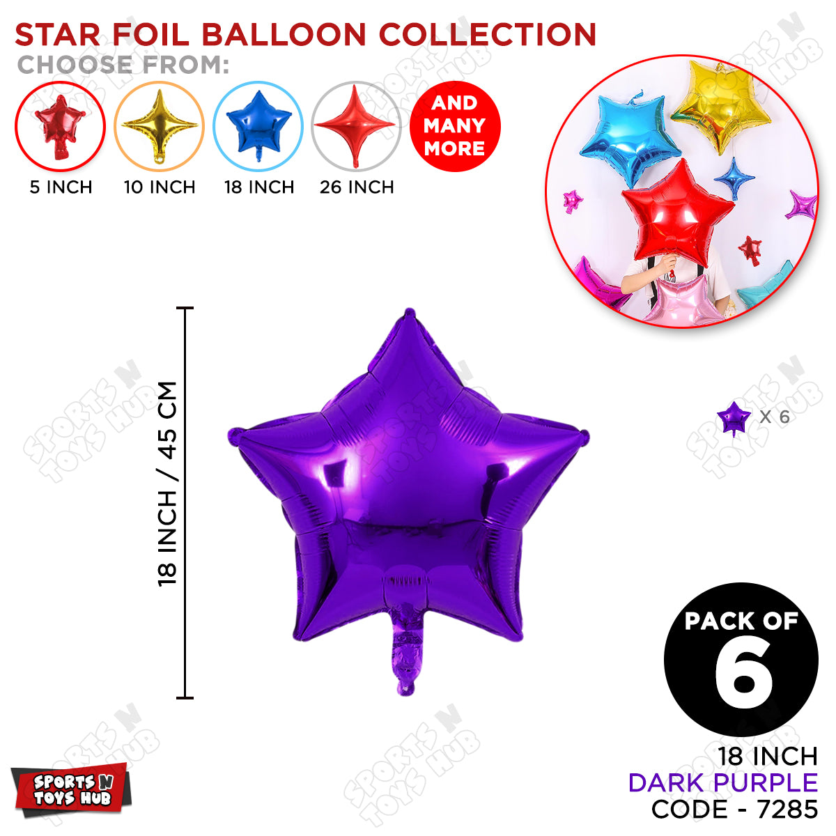 18 Inch - Dark Purple Star Foil Balloon