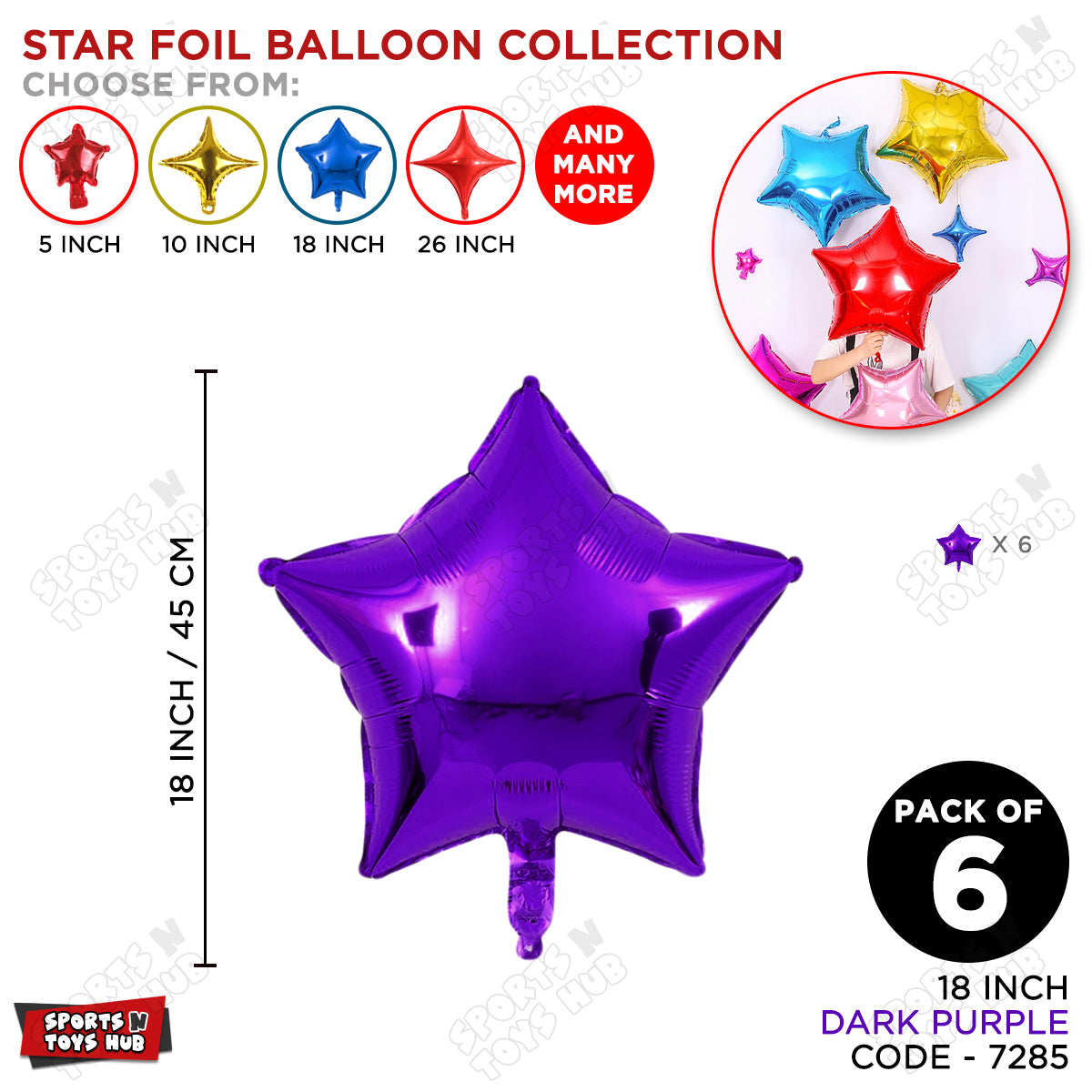 18 Inch - Dark Purple Star Foil Balloon