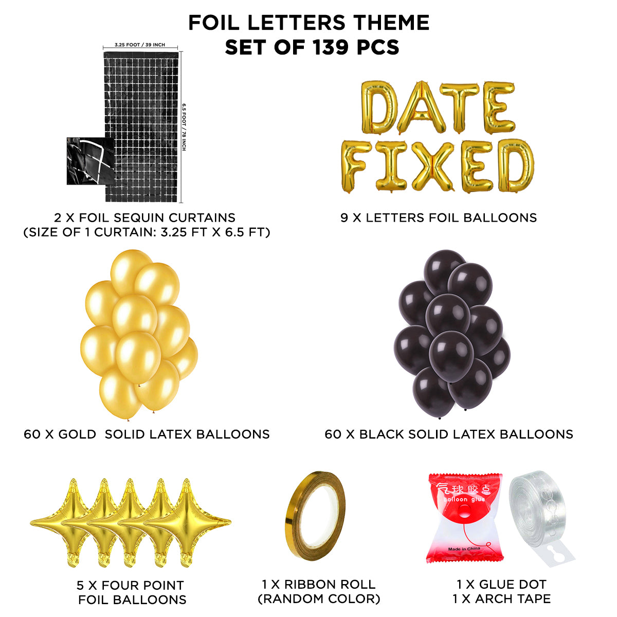 Date Fixed Foil Letter Theme - Gold