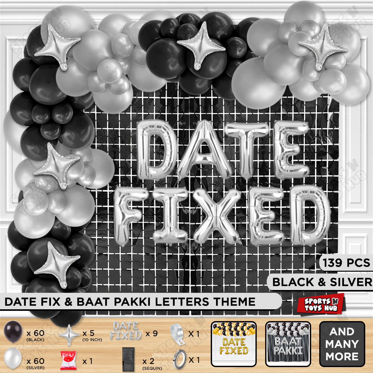 Date Fixed Foil Letter Theme - Silver