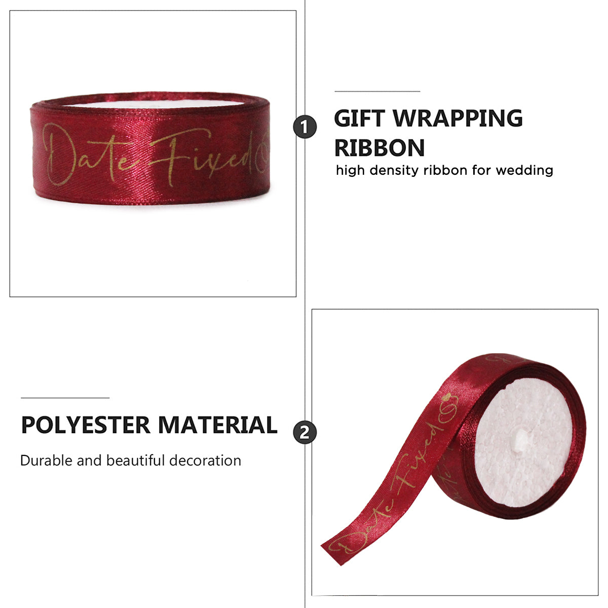 Date Fixed Printed Ribbons - 1 Inch x 10 Yards