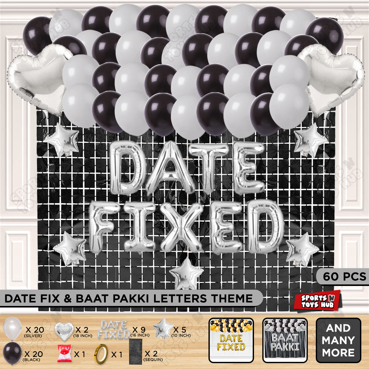 Date Fixed Foil Letter Theme - Silver