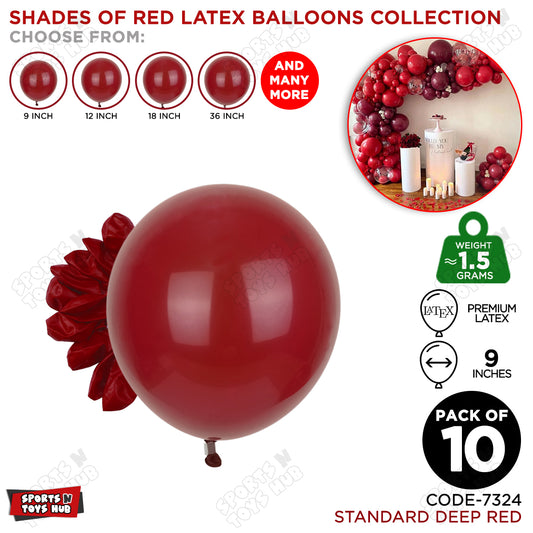 Deep Red Latex Balloons Available In 9, 12, 18 & 36 Inch Sizes