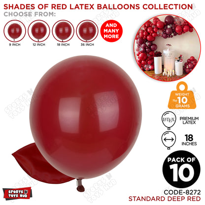Deep Red Latex Balloons Available In 9, 12, 18 & 36 Inch Sizes