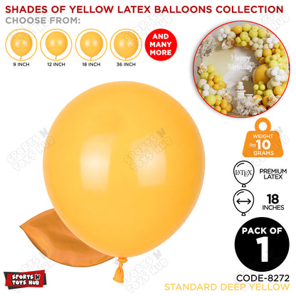Deep Yellow Latex Balloons Available In 9, 12, 18 & 36 Inch Sizes
