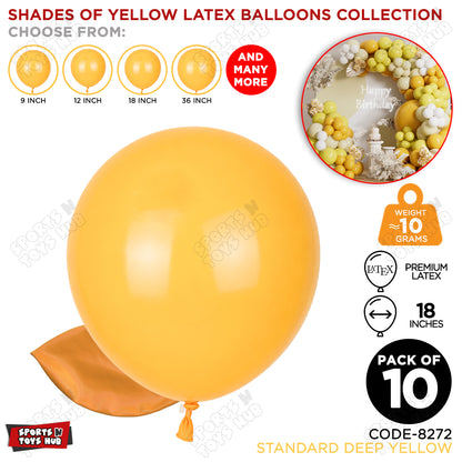 Deep Yellow Latex Balloons Available In 9, 12, 18 & 36 Inch Sizes