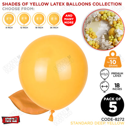 Deep Yellow Latex Balloons Available In 9, 12, 18 & 36 Inch Sizes