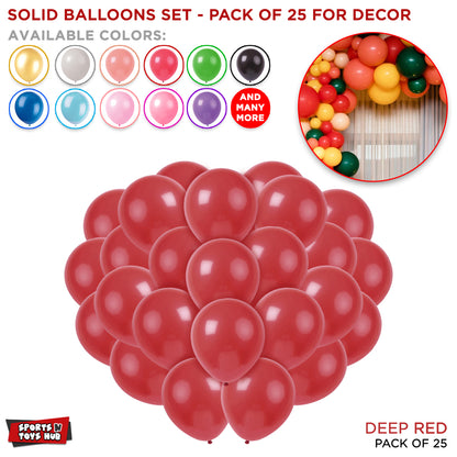 1.5 Gram Solid Latex 10 Inch Round Balloons - 25 Pcs
