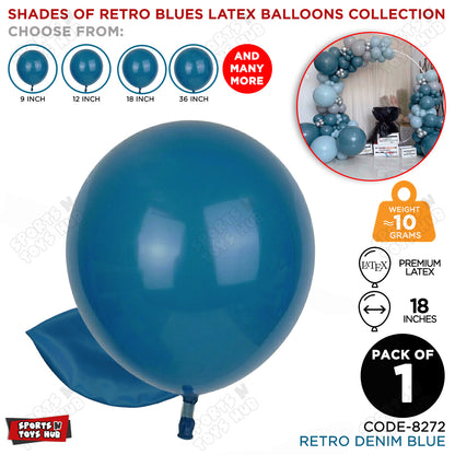 Denim Blue Latex Balloons Available In 12, 18 & 36 Inch Sizes