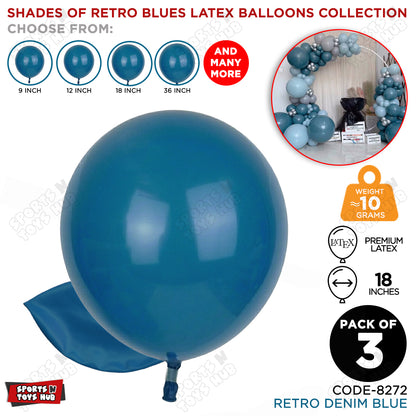 Denim Blue Latex Balloons Available In 12, 18 & 36 Inch Sizes