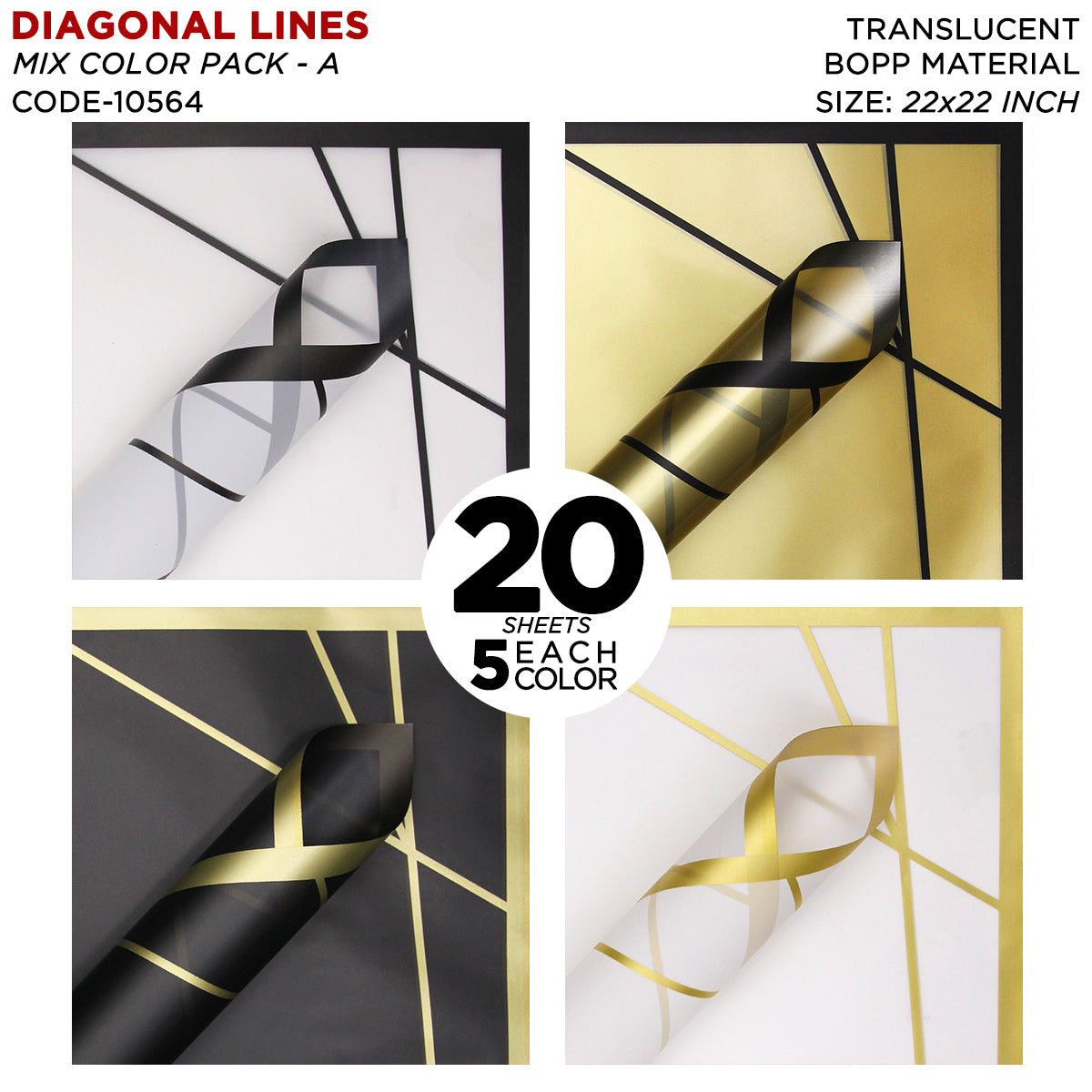 Diagonal Lines Abstract Linear Design Translucent Flower Wrapping Sheets
