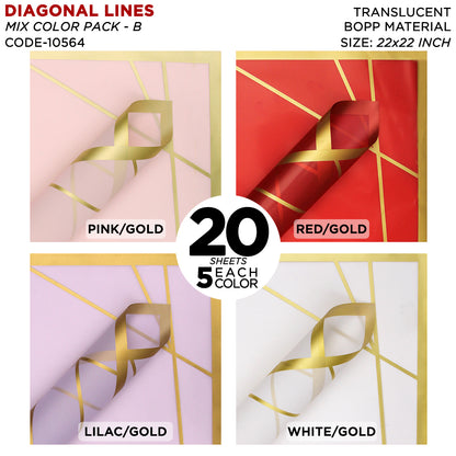 Diagonal Lines Abstract Linear Design Translucent Flower Wrapping Sheets