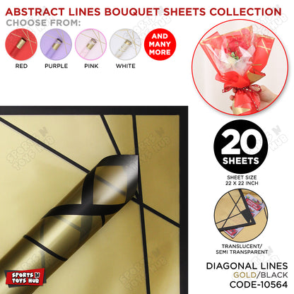 Diagonal Lines Abstract Linear Design Translucent Flower Wrapping Sheets
