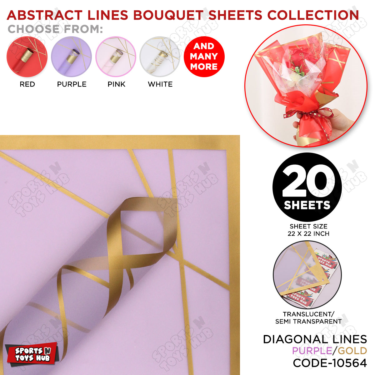 Diagonal Lines Abstract Linear Design Translucent Flower Wrapping Sheets