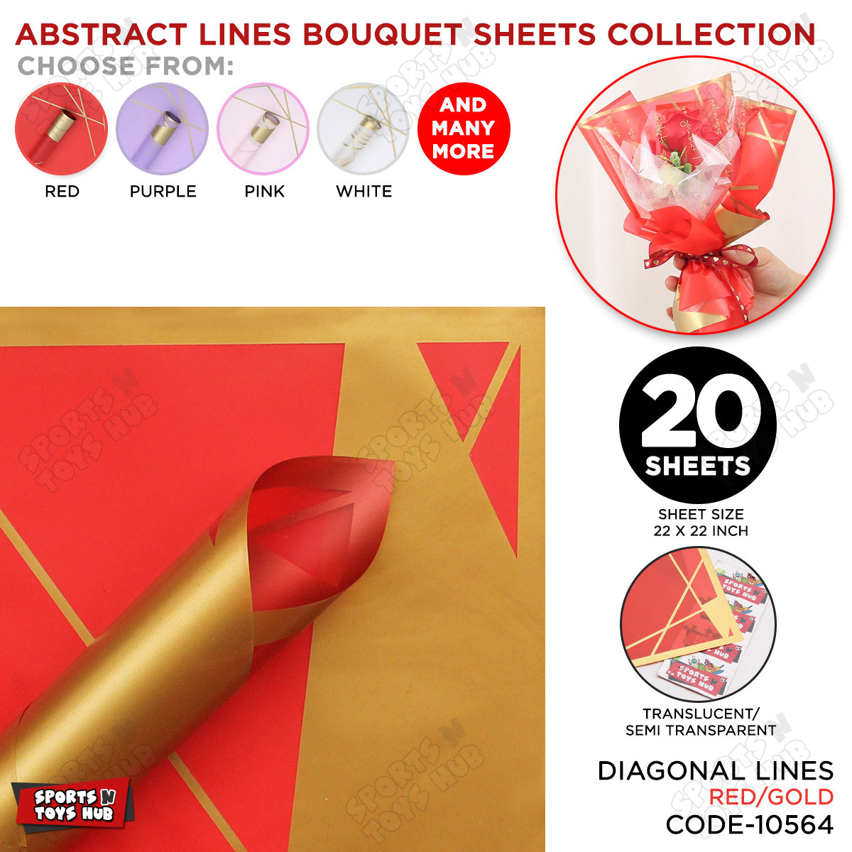 Diagonal Lines Abstract Linear Design Translucent Flower Wrapping Sheets