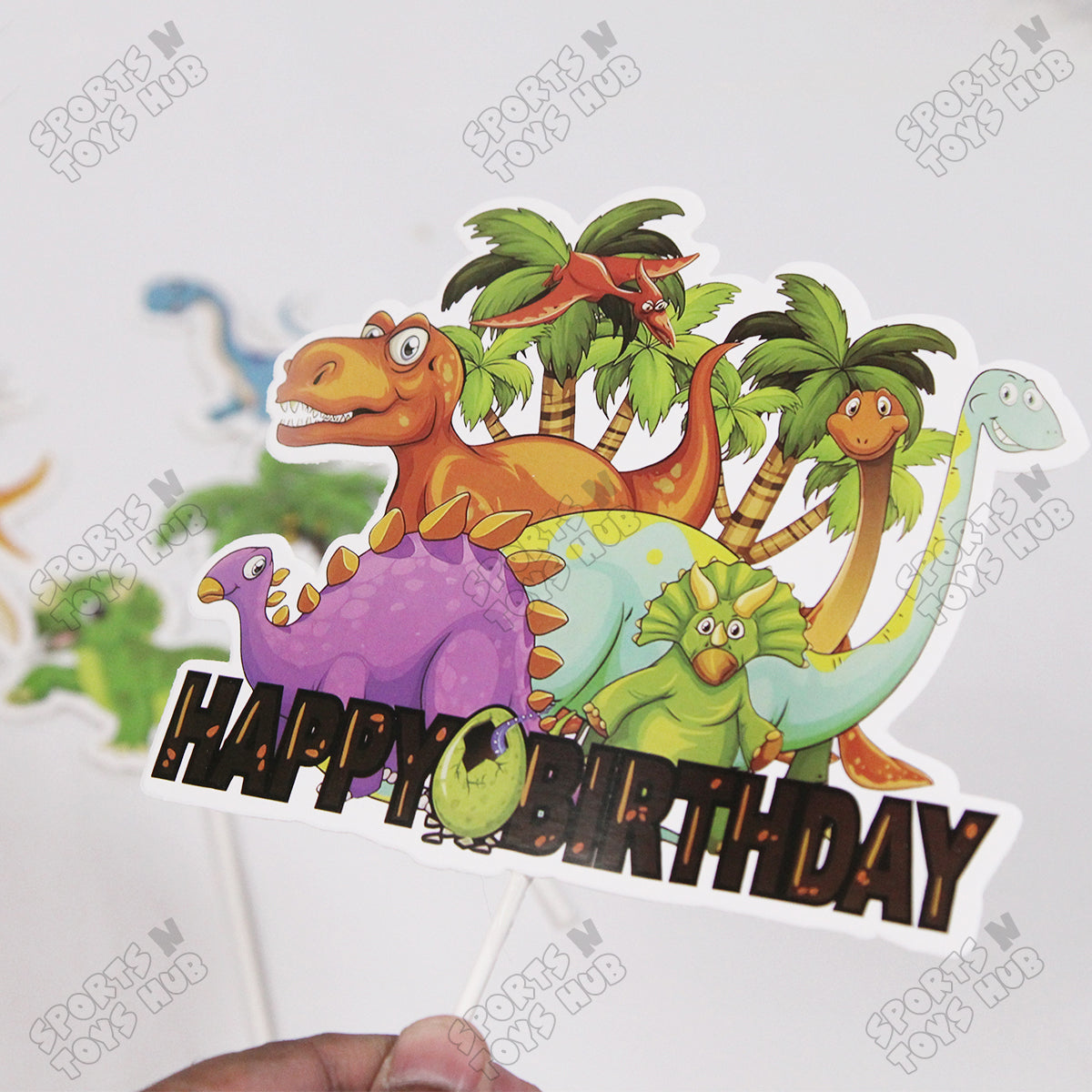 Cartoon Characters HBD Dino Cake Topper - 6 Pcs