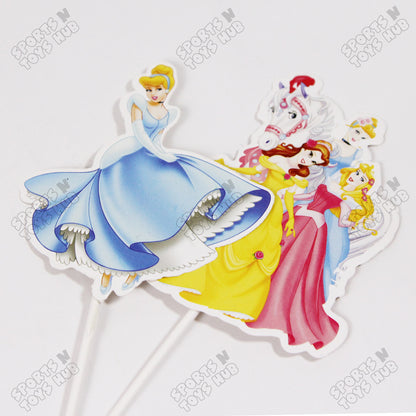 Cartoon Characters HBD Princess Cake Topper - 8 Pcs