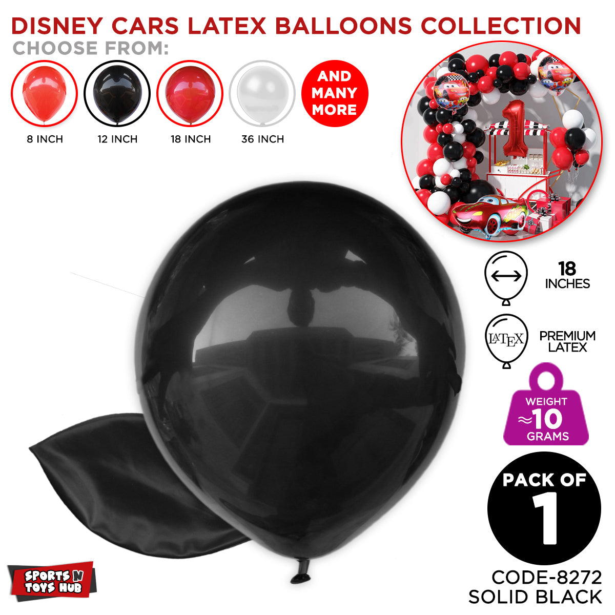 Black Latex Solid Balloon Collection