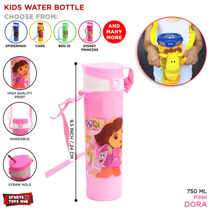Kids Cartoon Caracter Print Water Bottles with Straps