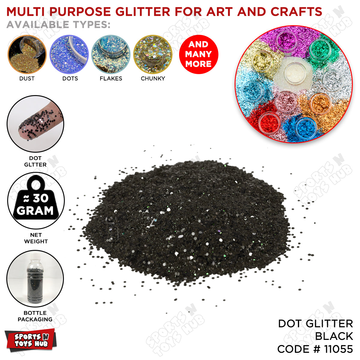 Dot Glitter Bottle – Chunky Glitter for Crafts, Resin, Slime & Decor