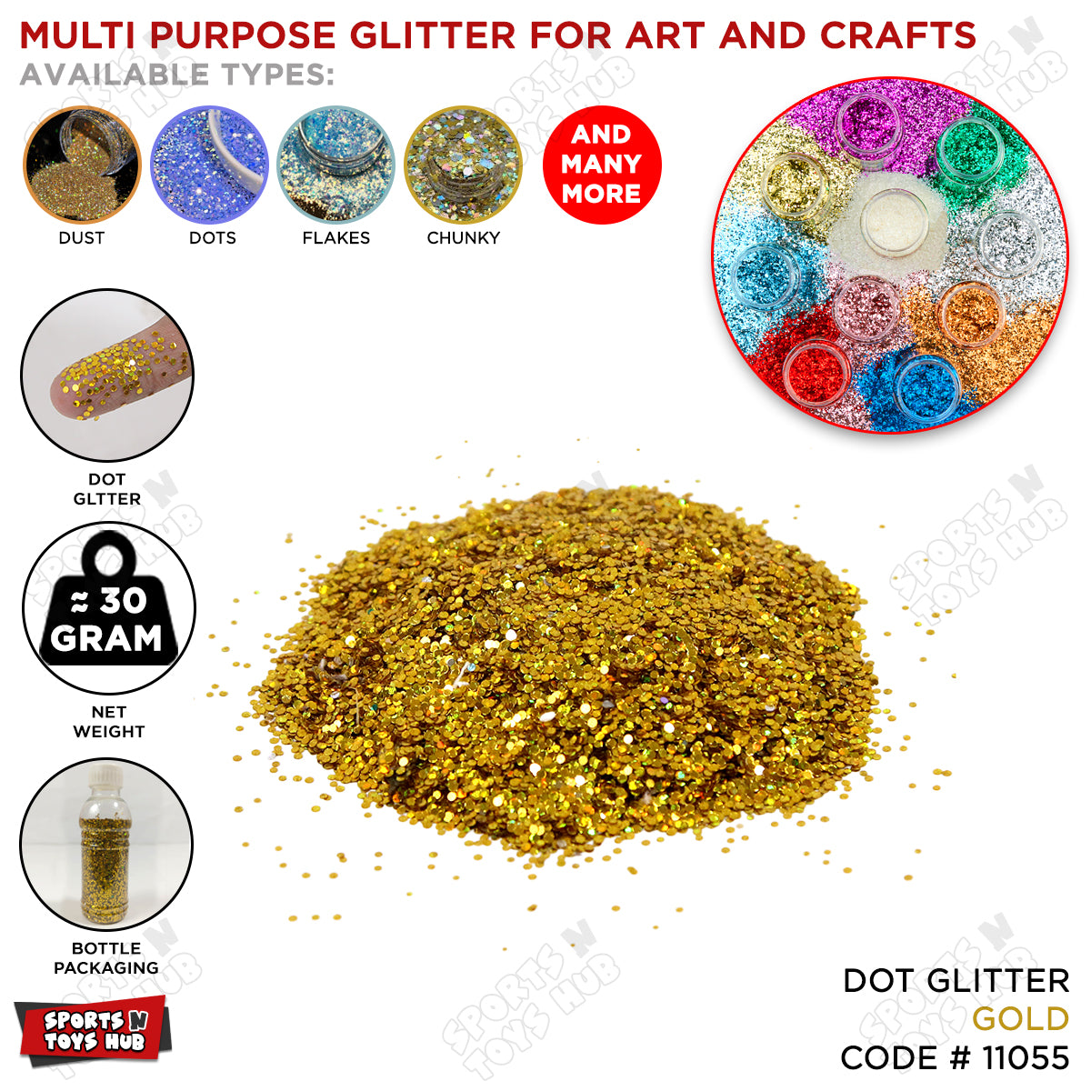 Dot Glitter Bottle – Chunky Glitter for Crafts, Resin, Slime & Decor