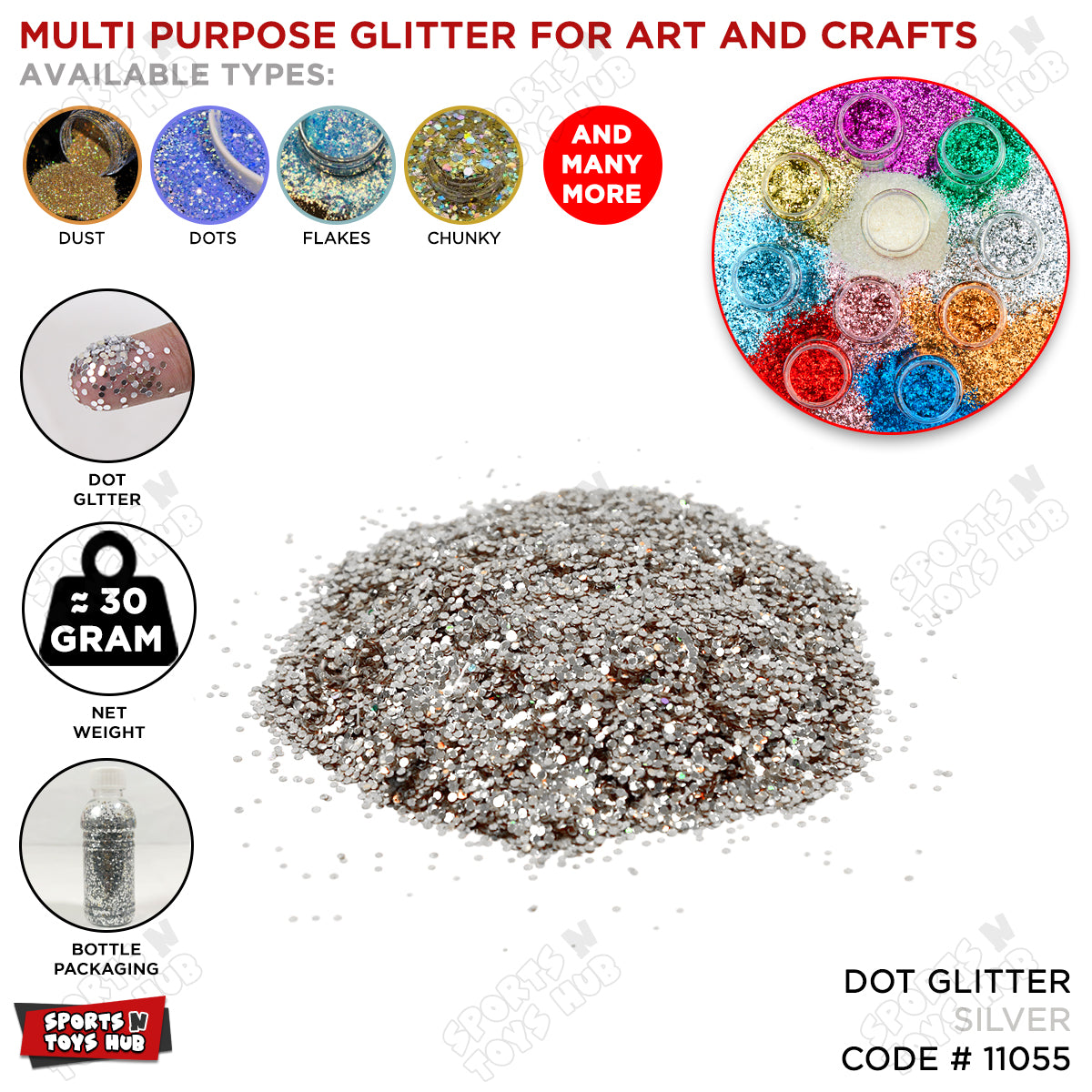 Dot Glitter Bottle – Chunky Glitter for Crafts, Resin, Slime & Decor