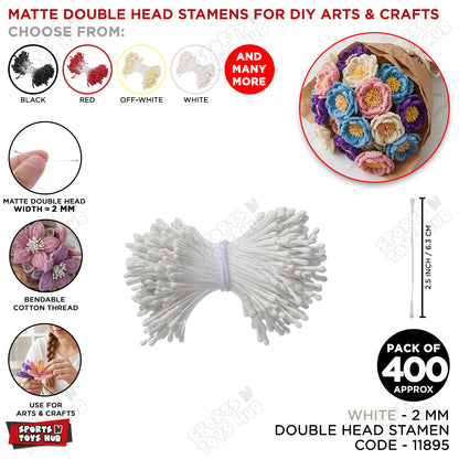 2mm x 6cm Matte Double Head Flower Stamens (Approx. 400 PCS) – Artificial Flower Pistils, Floral Pollen Stamens for Handmade Flowers, Paper Flower Making, Foam Flowers, Scrapbooking, DIY Crafts & Wedding Decorations