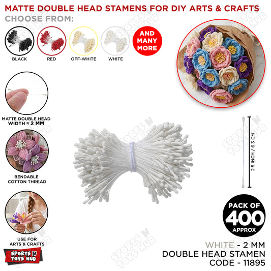 2mm x 6cm Matte Double Head Flower Stamens (Approx. 400 PCS) – Artificial Flower Pistils, Floral Pollen Stamens for Handmade Flowers, Paper Flower Making, Foam Flowers, Scrapbooking, DIY Crafts & Wedding Decorations