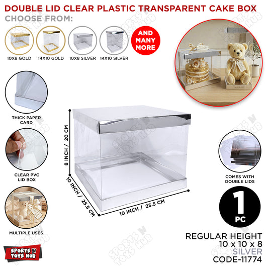 Premium Luxury Transparent Wide PVC Gift Box with Silver Chrome Top & Bottom
