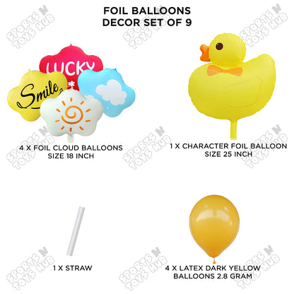 Duck Cartoon Character Pack Of 9 Foil Balloon Set