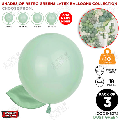 Dust Green Latex Balloons Available In 9, 12, 18 & 36 Inch Sizes