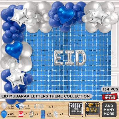 134 Pcs Eid Silver Foil Balloon Arch Theme Collection