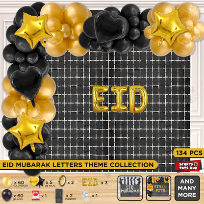 134 Pcs Eid Gold Foil Balloon Arch Theme Collection