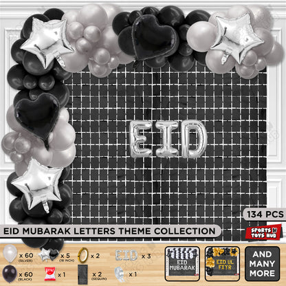 134 Pcs Eid Silver Foil Balloon Arch Theme Collection