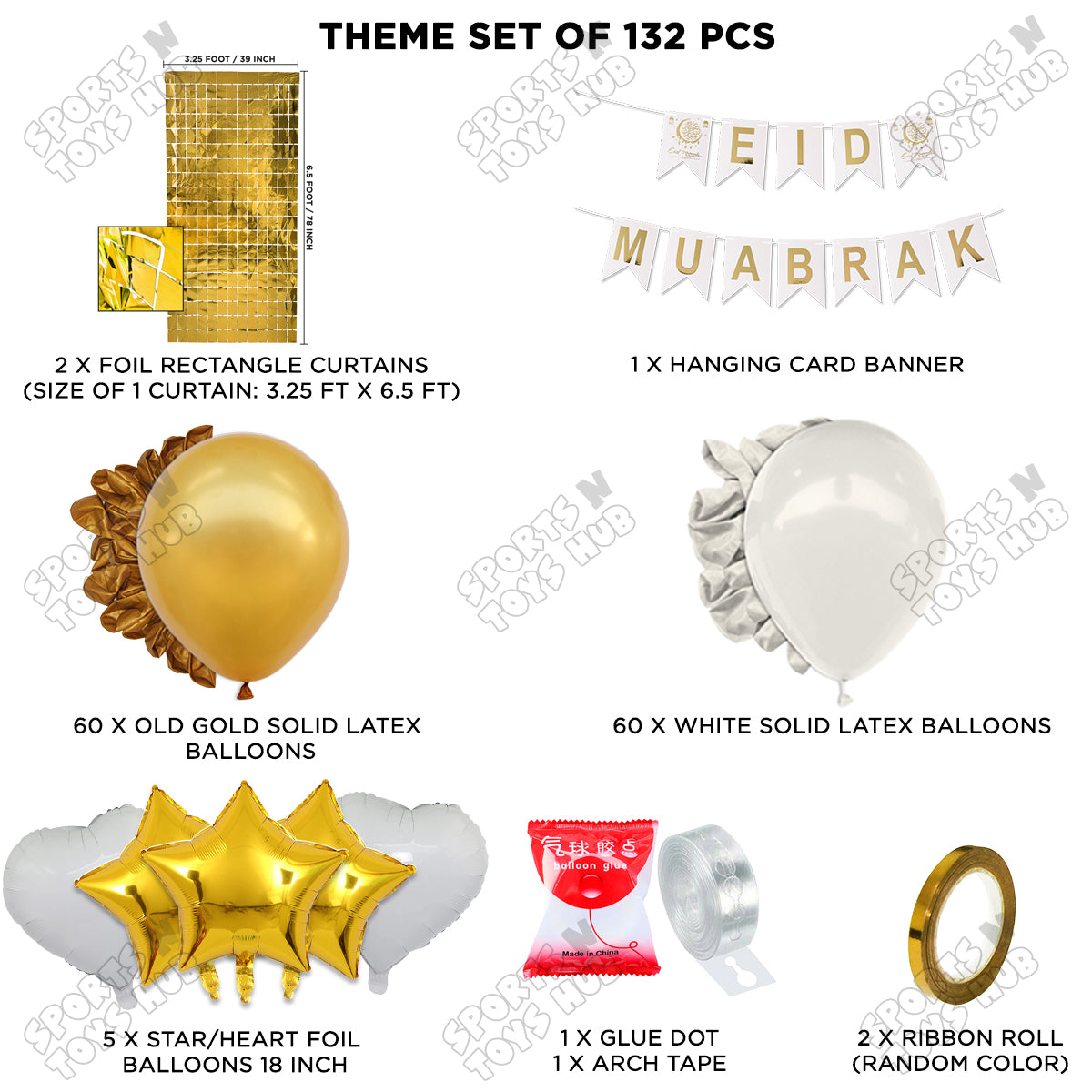 Eid Mubarak Card Banner Theme Collection - Gold & White