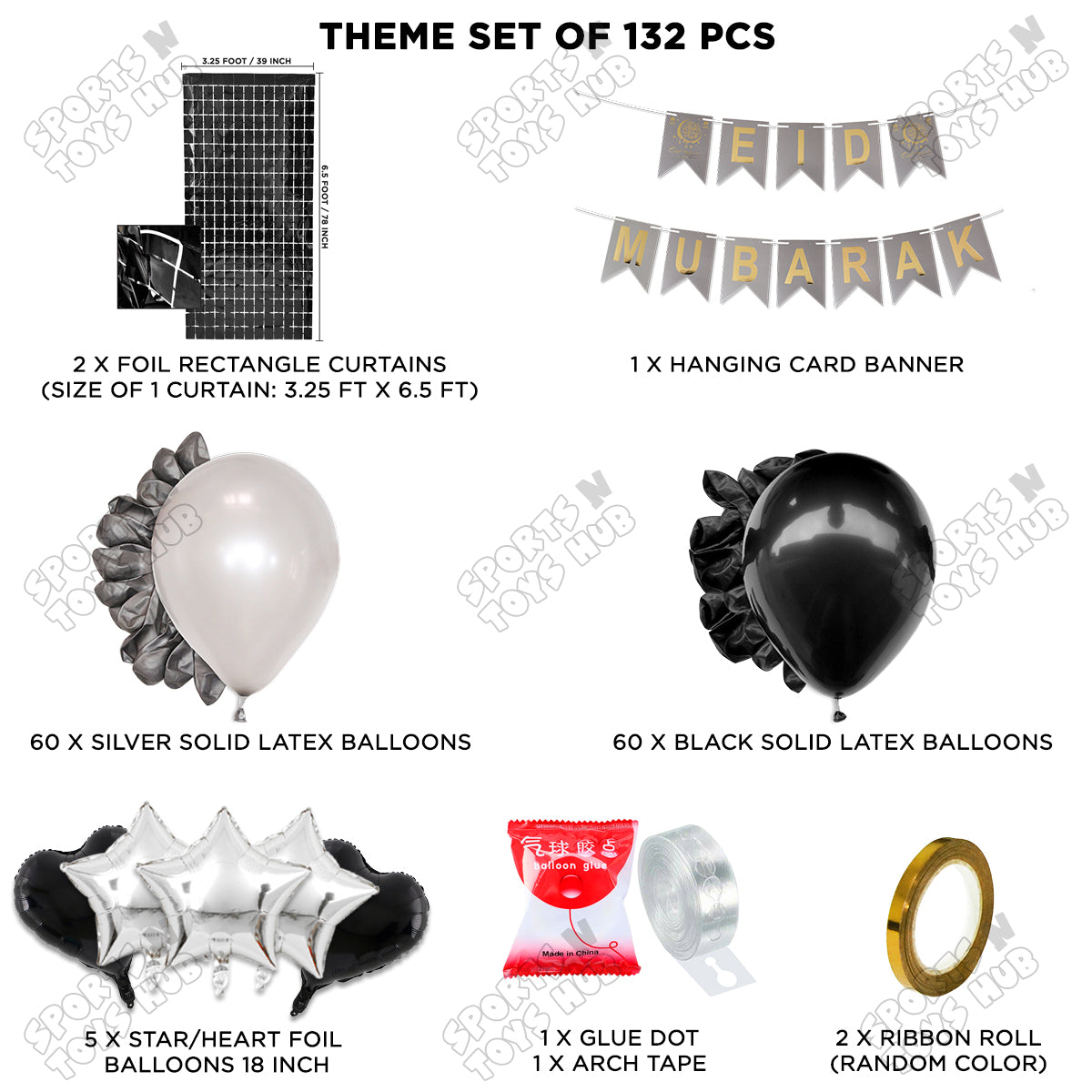 Eid Mubarak Card Banner Theme Collection - Silver & Black
