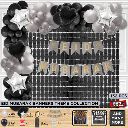 Eid Mubarak Card Banner Theme Collection - Silver & Black