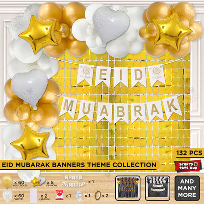 Eid Mubarak Card Banner Theme Collection - Gold & White