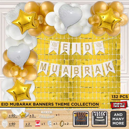 Eid Mubarak Card Banner Theme Collection - Gold & White