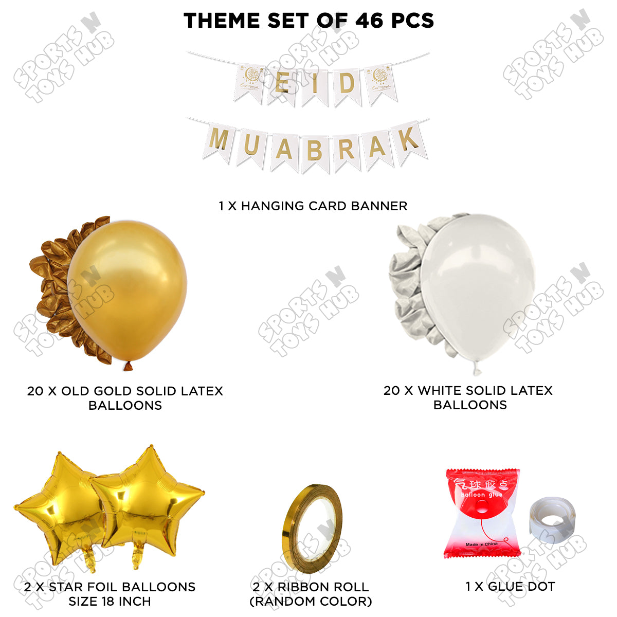 Eid Mubarak Card Banner Theme Collection - Gold & White