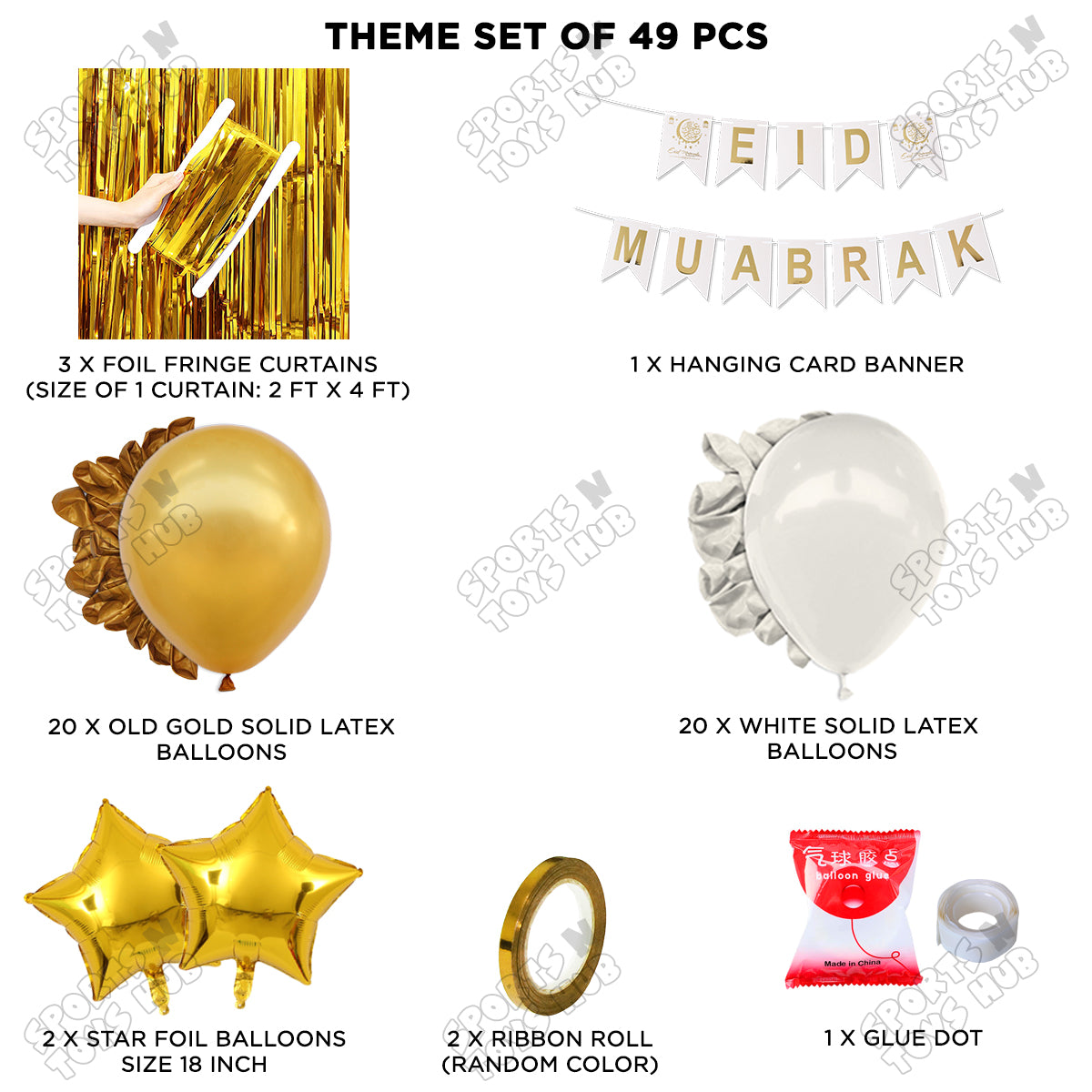 Eid Mubarak Card Banner Theme Collection - Gold & White