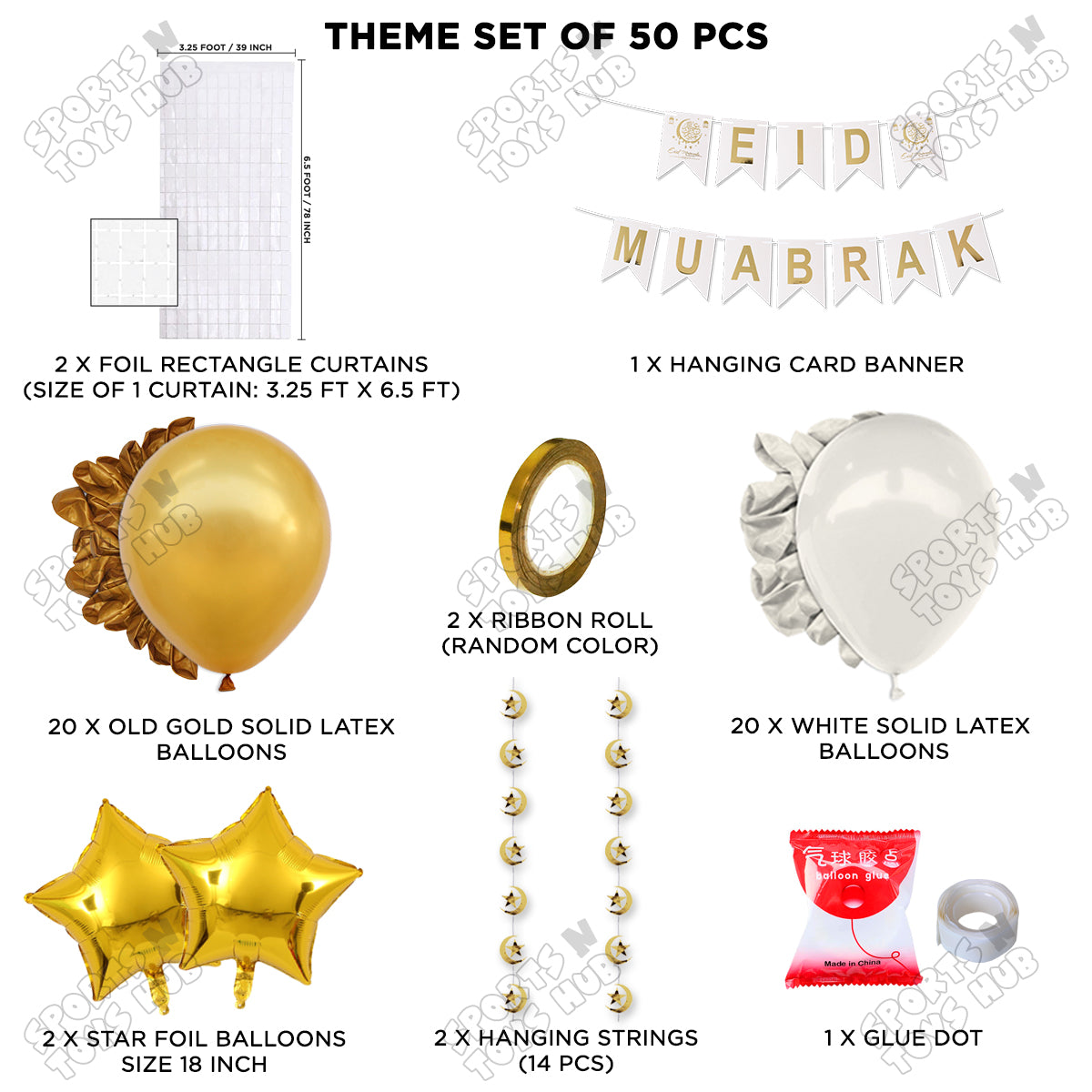 Eid Mubarak Card Banner Theme Collection - Gold & White