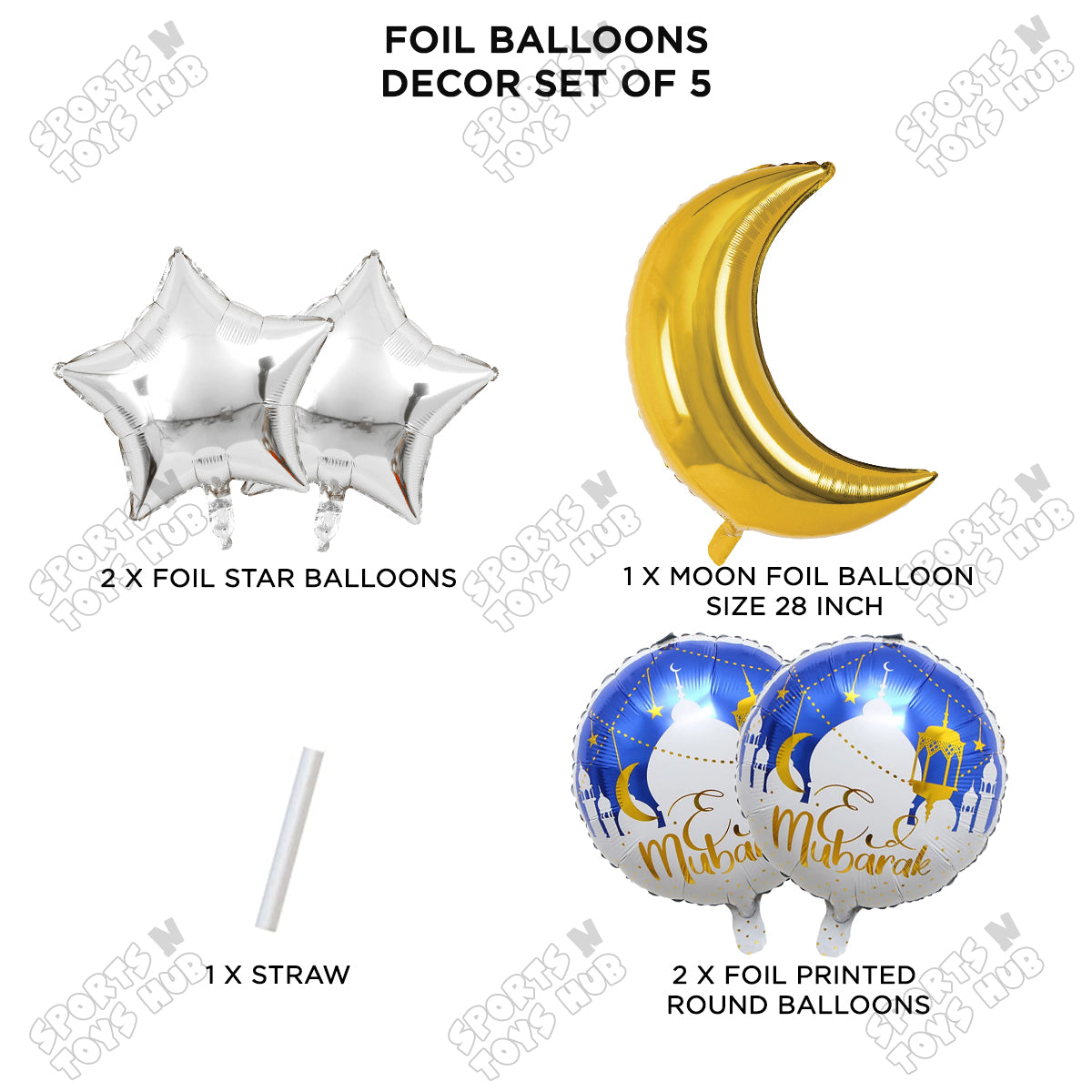 Eid Mubarak Foil Balloon Set