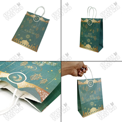 Eid Mubarak Printed Moon Design Gift Paper Bags - Pack of 12