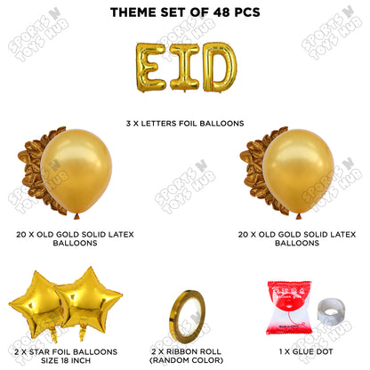 48 Pcs Eid Gold Foil Balloon Garland Theme Collection