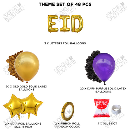 48 Pcs Eid Gold Foil Balloon Garland Theme Collection