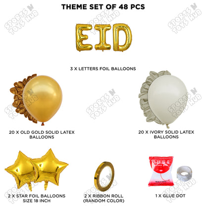 48 Pcs Eid Gold Foil Balloon Garland Theme Collection