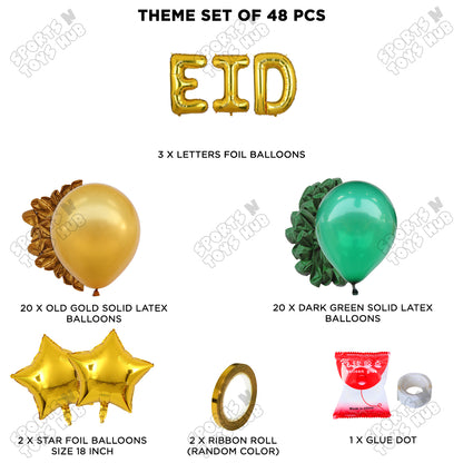 48 Pcs Eid Gold Foil Balloon Garland Theme Collection